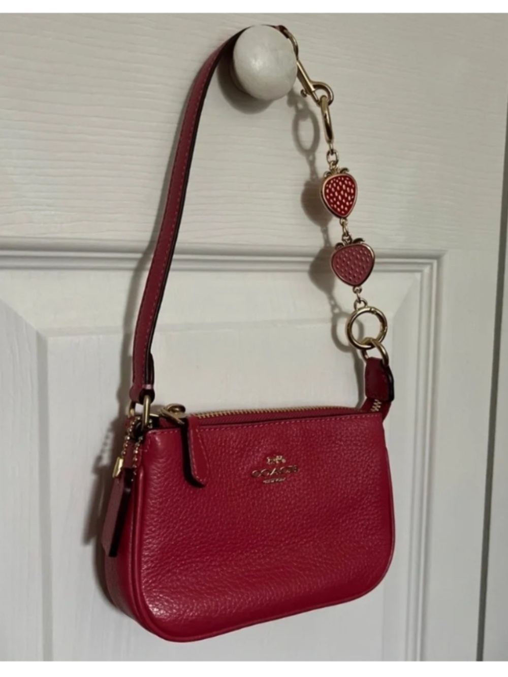 BNWT Coach Nolita 15 with strawberry strap extender